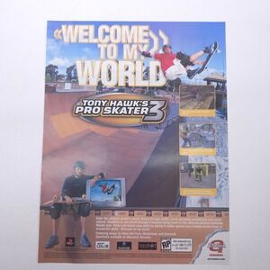 Tony Hawk Pro Skater 3 Print Ad Vintage Y2K Video Game Skateboarding Playstation